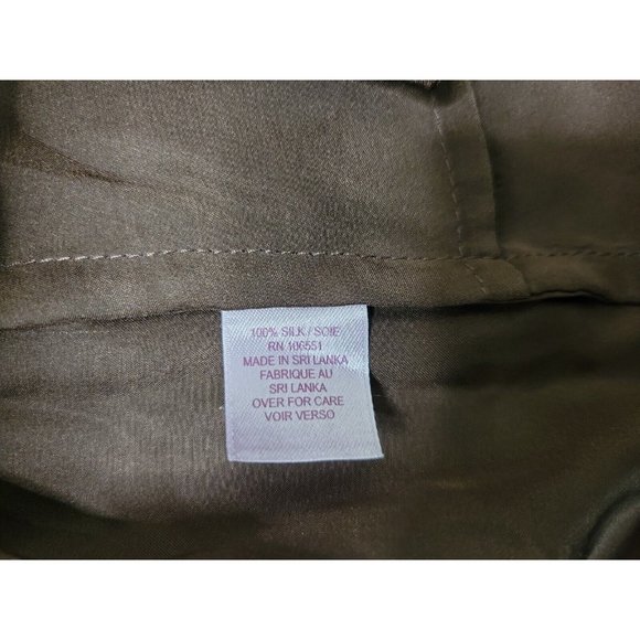 Christine Celle Calypso Women XS Brown Gold Thread Mini 100% Silk Dress Pocket - Picture 7 of 7